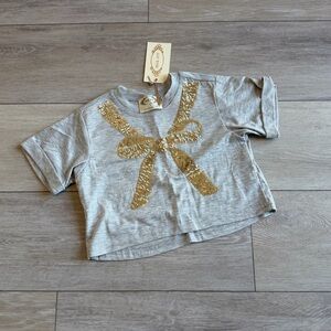 Joyfolie  Sparkle Bow Top in Gardenia - girls shirt Size 4